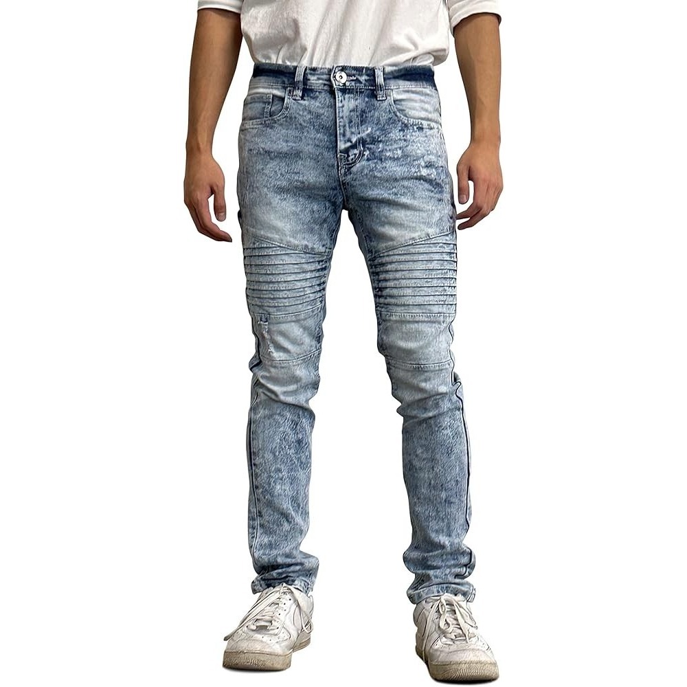 Southpole Moto Biker Jeans 36x32 Light Wash Skinny Stretch Distressed Streetwear